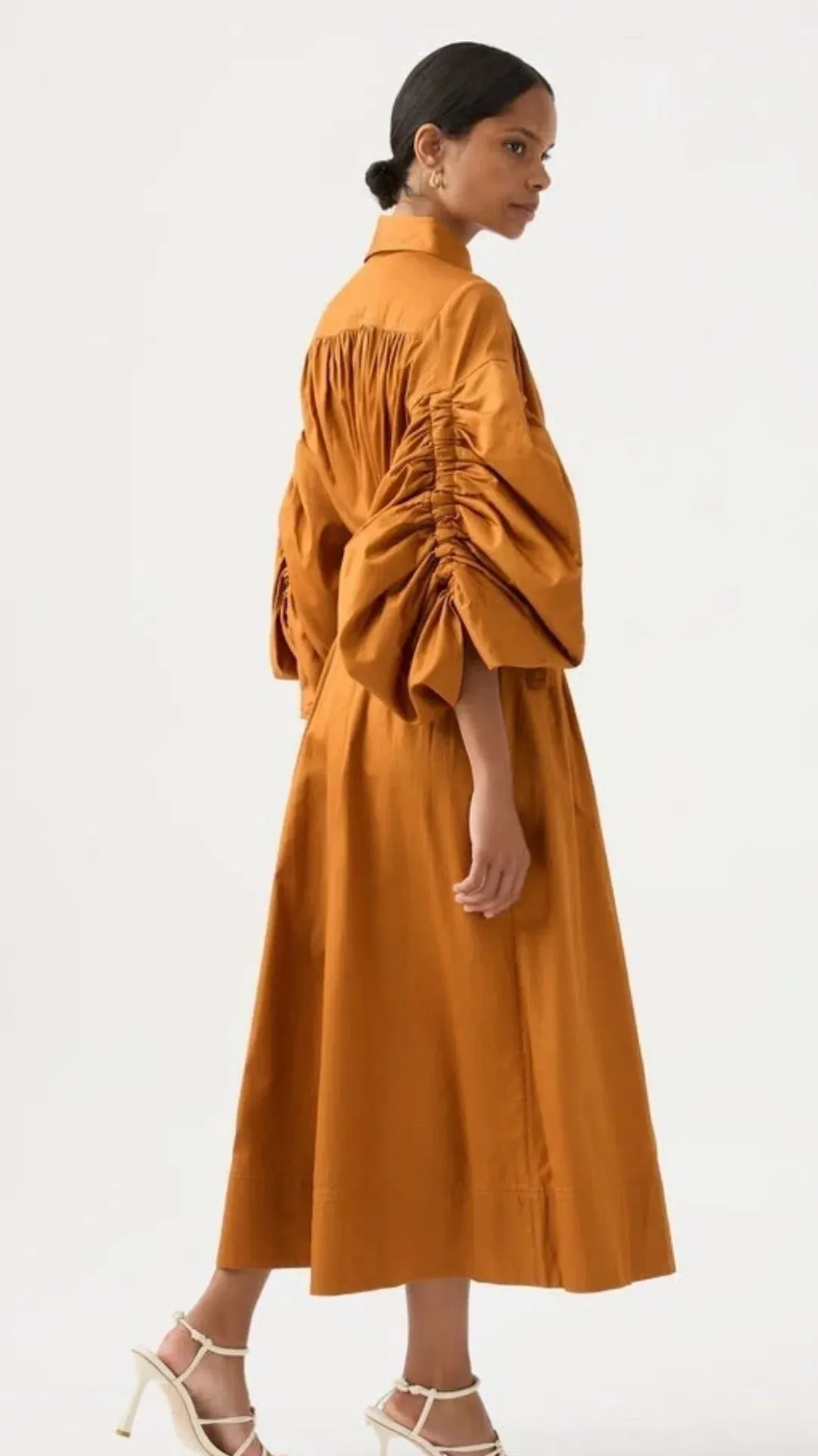 Aje Utopia Drawstring Midi Dress Chestnut Brown Size 10 / M for rent on The Volte - main image