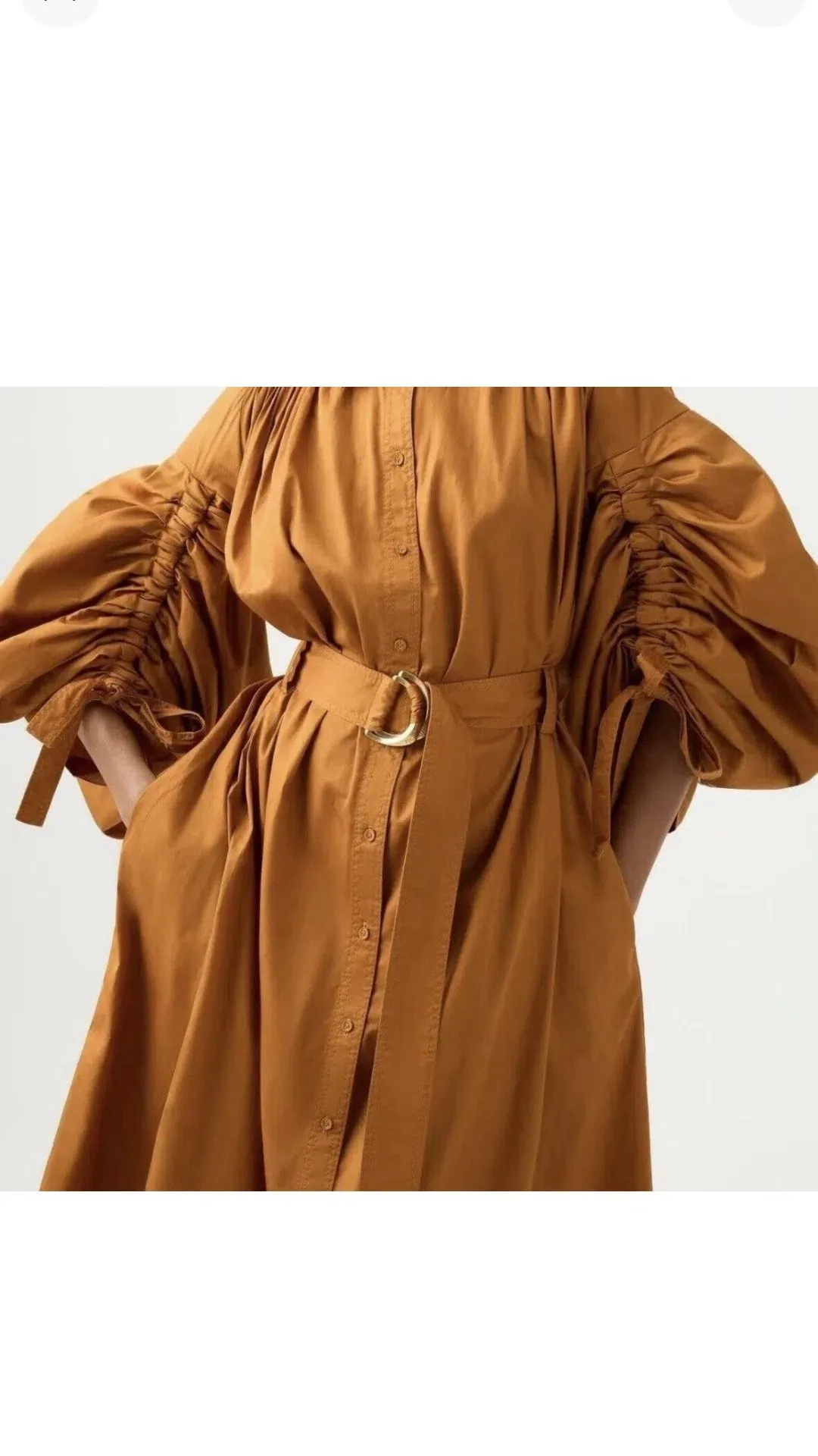 Aje Utopia Drawstring Midi Dress Chestnut Brown Size 10 / M for rent on The Volte - main image