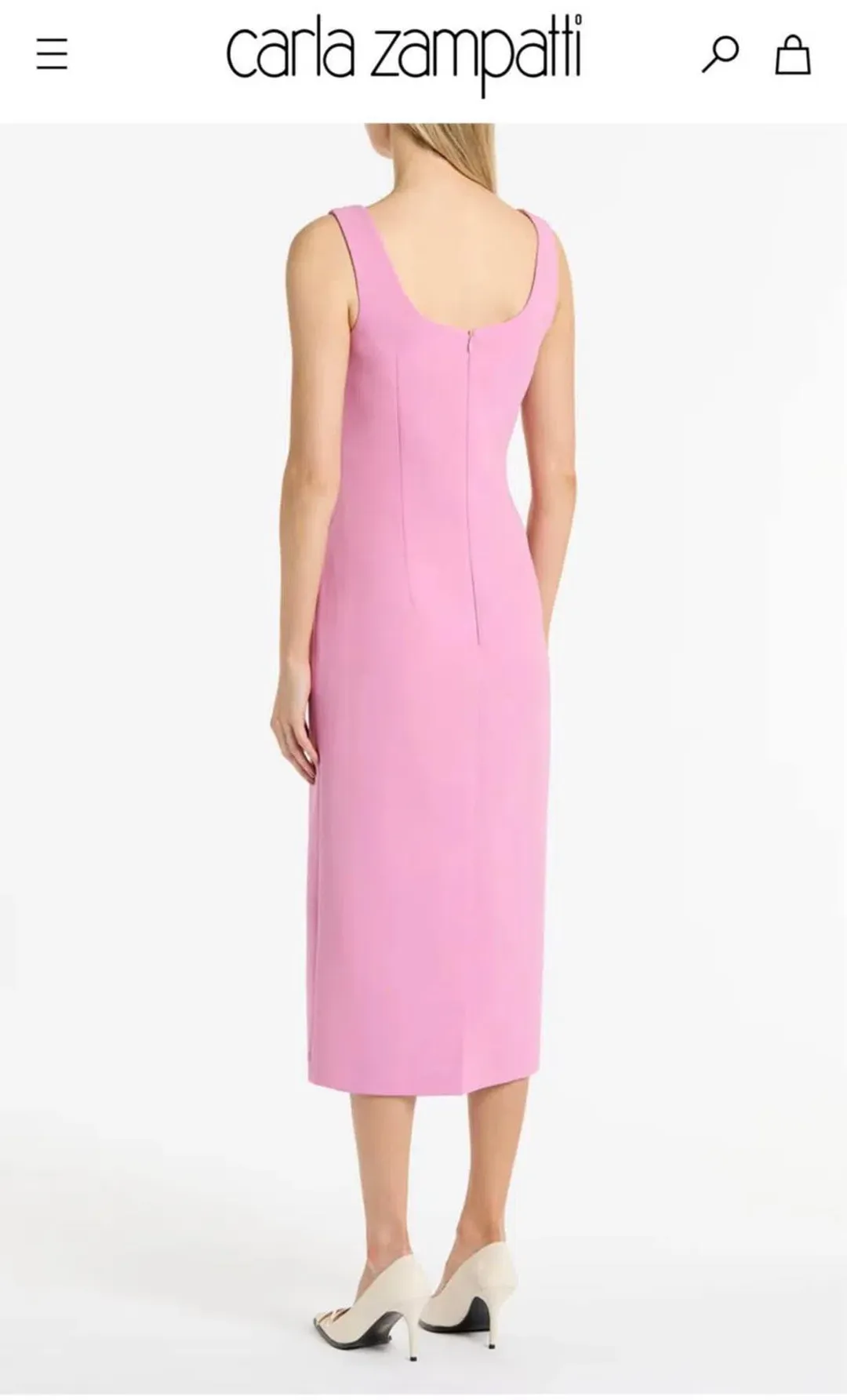 Carla Zampatti Zinnia Crepe square neck pink dress size 12 for rent on The Volte - main image
