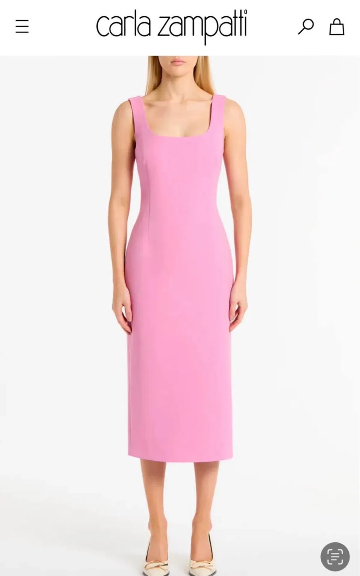 Carla Zampatti Zinnia Crepe square neck pink dress size 12 for rent on The Volte - main image