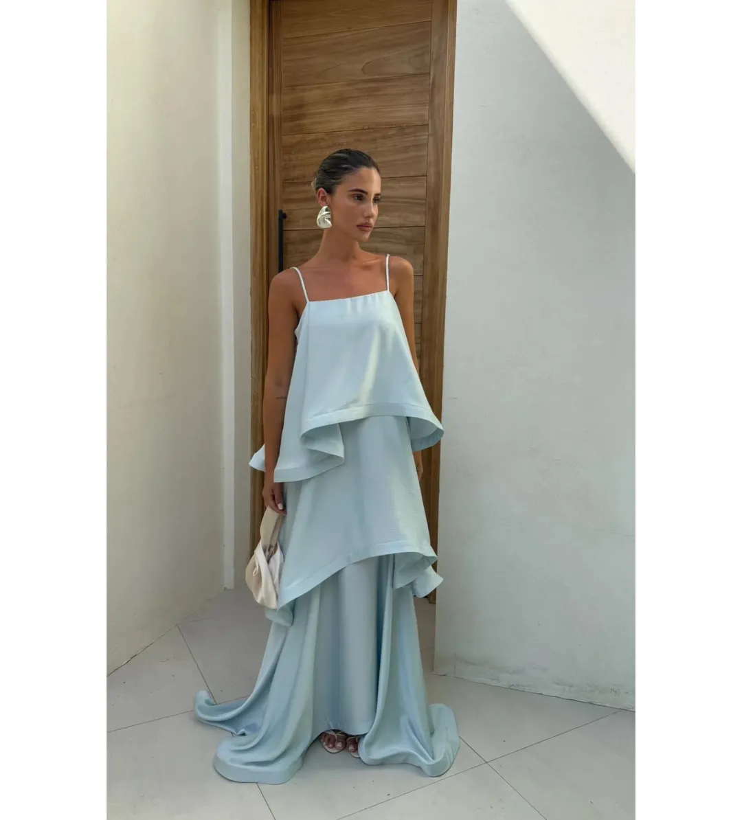 Elliatt Tilly Tiered Maxi Dress in Blue Size AU 6 for rent on The Volte - main image