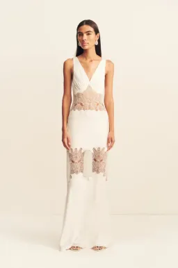 Shona Joy stratus plunged lace panelled maxi dress - ivory 10 for rent on The Volte - image 1