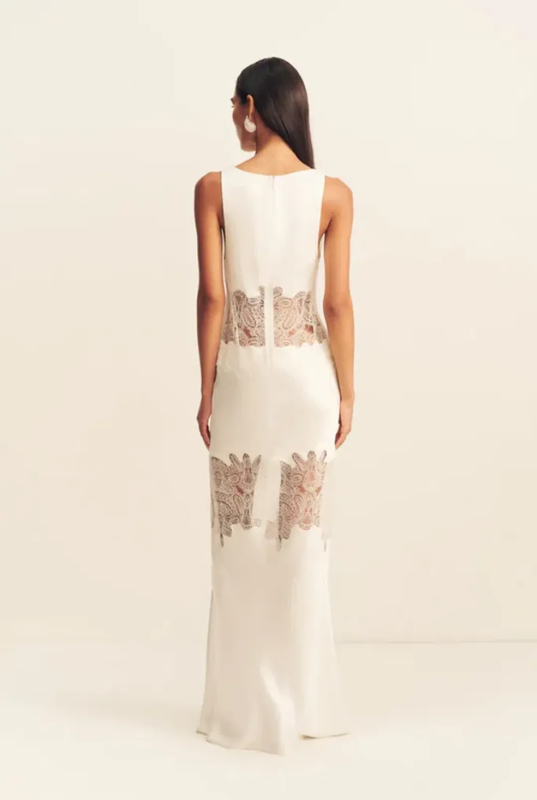 Shona Joy stratus plunged lace panelled maxi dress - ivory 6 for rent on The Volte - main image