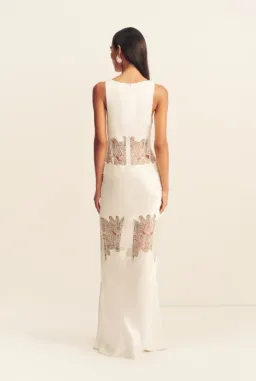 Shona Joy stratus plunged lace panelled maxi dress - ivory 12 for rent on The Volte - image 4