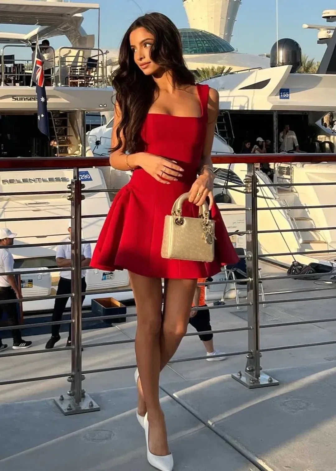 YOJANI BOUTIQUE VIVIENNE DRESS SCARLET SIZE XXS for rent on The Volte - main image