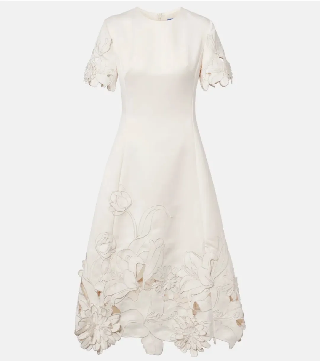 Leo Lin Caroline Applique Short Sleeve Midi Dress Ivory Size 10 for rent on The Volte - main image