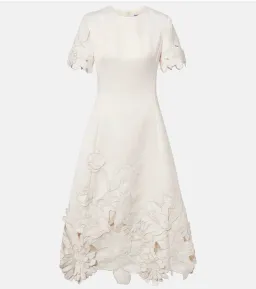 Leo Lin Caroline Applique Short Sleeve Midi Dress Ivory Size 10 for rent on The Volte - image 2