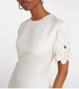 Leo Lin Caroline Applique Short Sleeve Midi Dress Ivory Size 10 for rent on The Volte - image 4