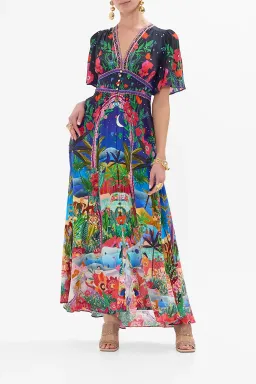 Camilla Midnight Muses Size XL Shaped Waistband Dress with Flutter Sleeves  for rent on The Volte - image 1