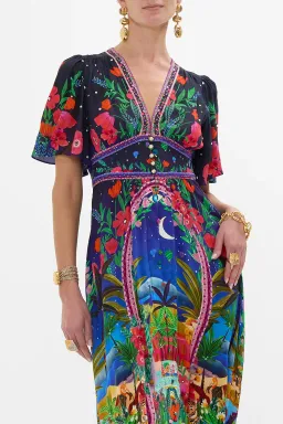 Camilla Midnight Muses Size XL Shaped Waistband Dress with Flutter Sleeves  for rent on The Volte - image 5