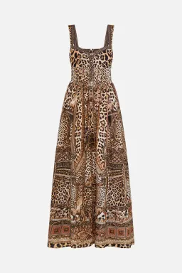 Camilla Standing Ovation Size XL Leopard Linen Eyelet Bustier Dress  for rent on The Volte - image 3