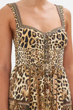 Camilla Standing Ovation Size XL Leopard Linen Eyelet Bustier Dress  for rent on The Volte - image 6