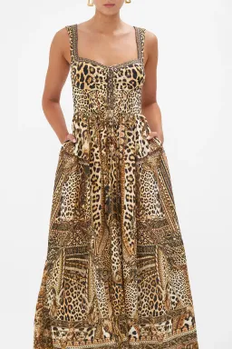 Camilla Standing Ovation Size XL Leopard Linen Eyelet Bustier Dress  for rent on The Volte - image 5