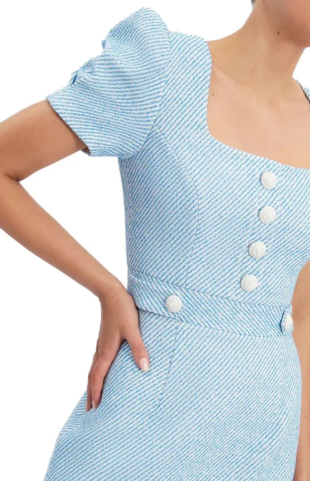 Rebecca Vallance Charlene Midi Blue & White Size AU10 for rent on The Volte - main image