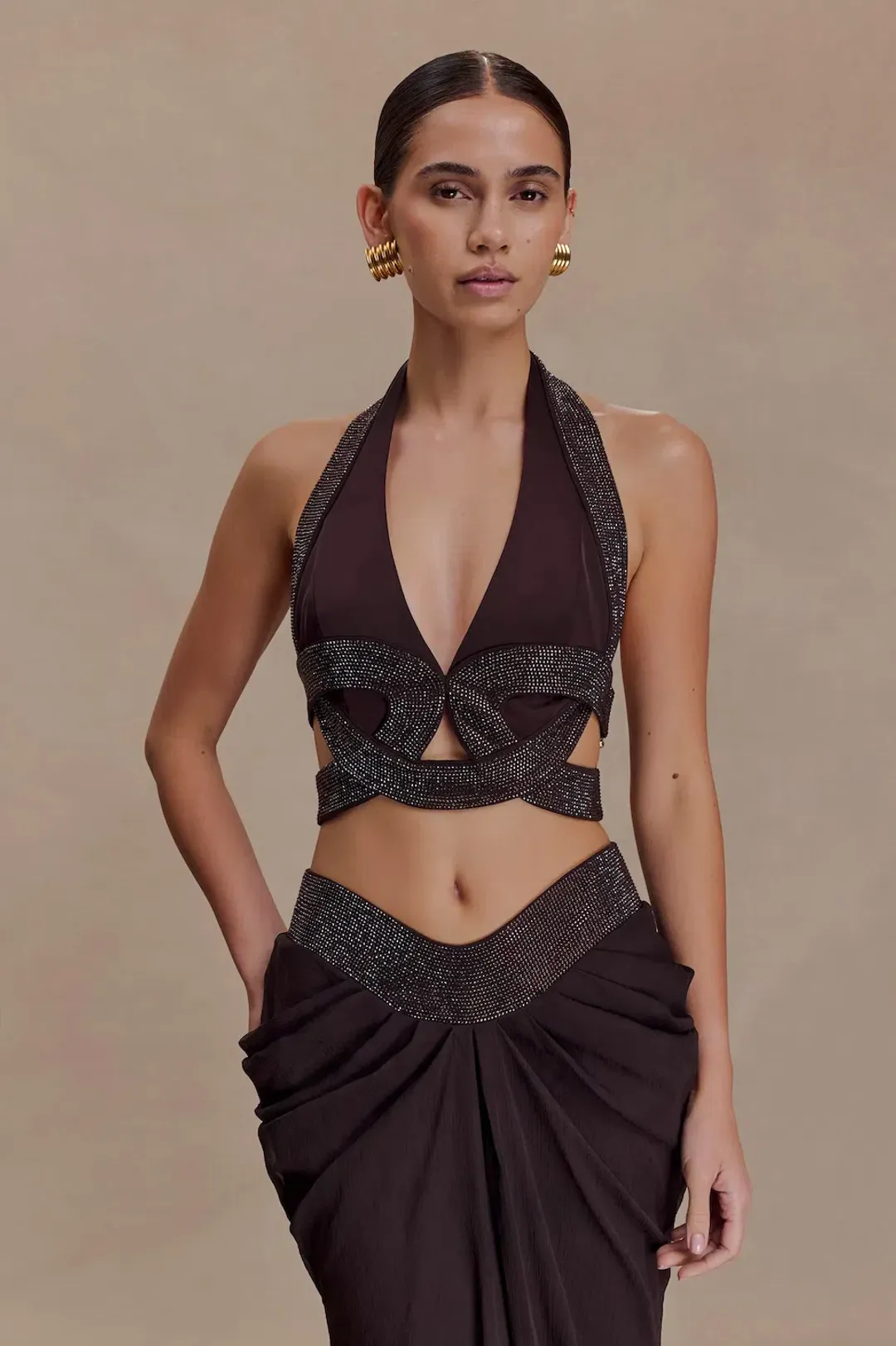 MESHKI Siren Halter Top & Maxi Skirt. Size S / AU 8 for rent on The Volte - main image