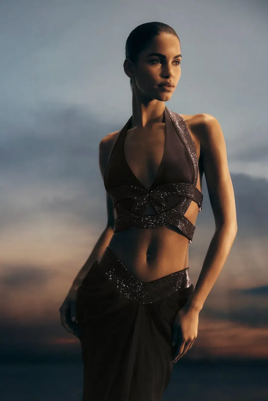 MESHKI Siren Halter Top & Maxi Skirt. Size S / AU 8 for rent on The Volte - main image