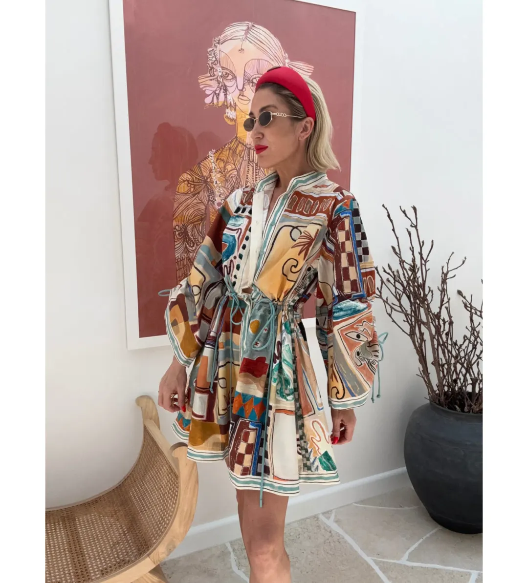 Alèmais x La. Sirena Exclusive Michelle Mini Dress Multi Print Size 8 for rent on The Volte - main image