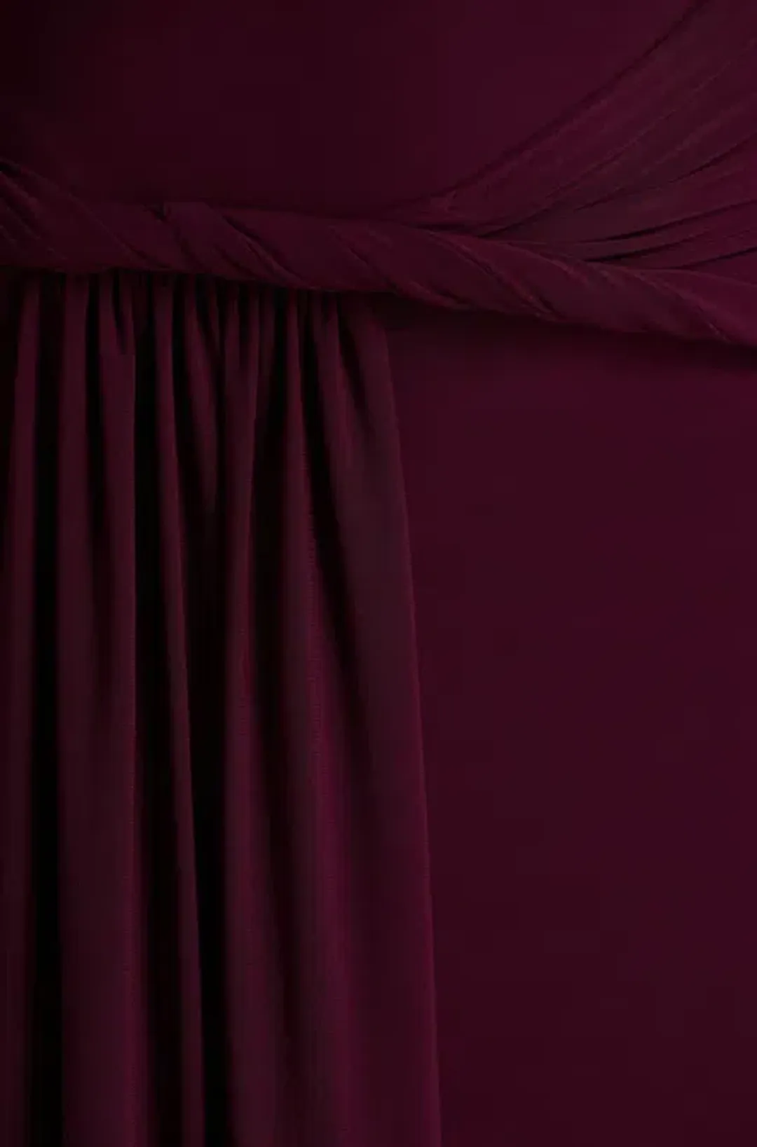 Club L London Tulisa Burgundy Asymmetric-Neck Maxi Dress With Twist Sleeves And Ruched Detailing Size 10 for rent on The Volte - main image