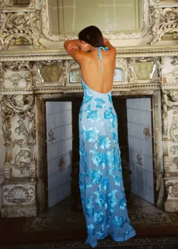 With Harper Lu Embellished Backless Maxi Dress in Blue Size S for rent on The Volte - image 3