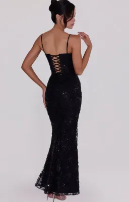 House of CB Naima black hand beaded embellished corset maxi dress - limited edition Regular Cup Size L for rent on The Volte - image 2