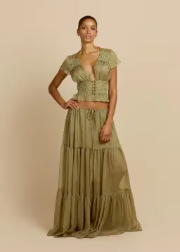 Arcina Ori SABRINA TOP PISTACHIO and SABRINA SKIRT PISTACHIO Size M for rent on The Volte - image 1