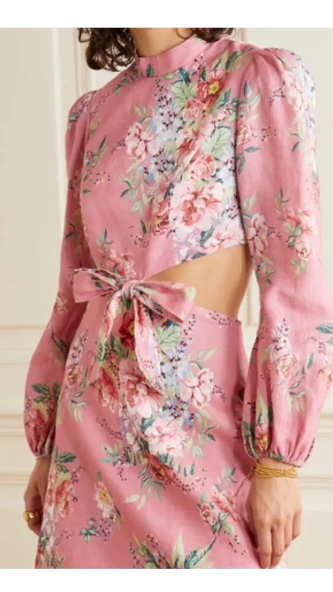 Zimmermann Bellitude Bow Front Dress Pink Floral Size 2 / AU 12 for rent on The Volte - main image