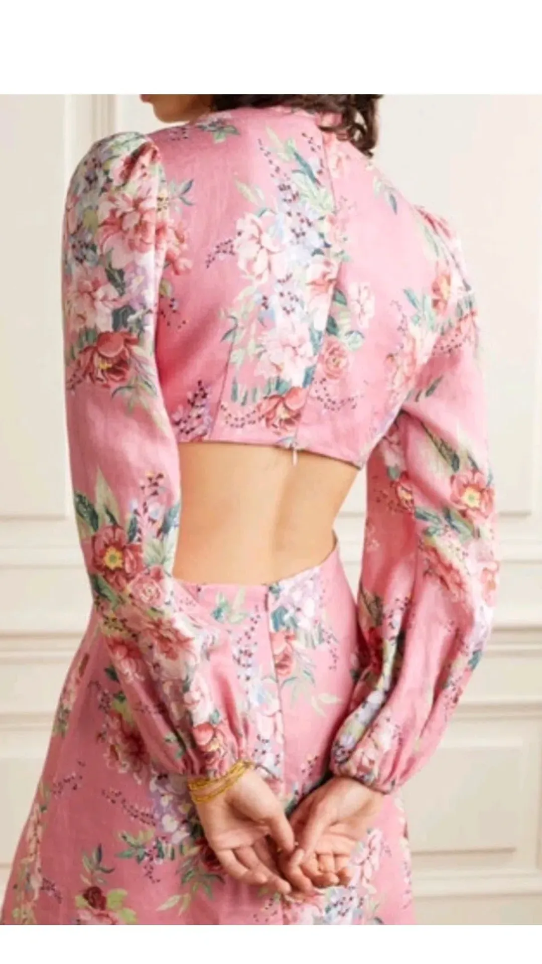 Zimmermann Bellitude Bow Front Dress Pink Floral Size 2 / AU 12 for rent on The Volte - main image