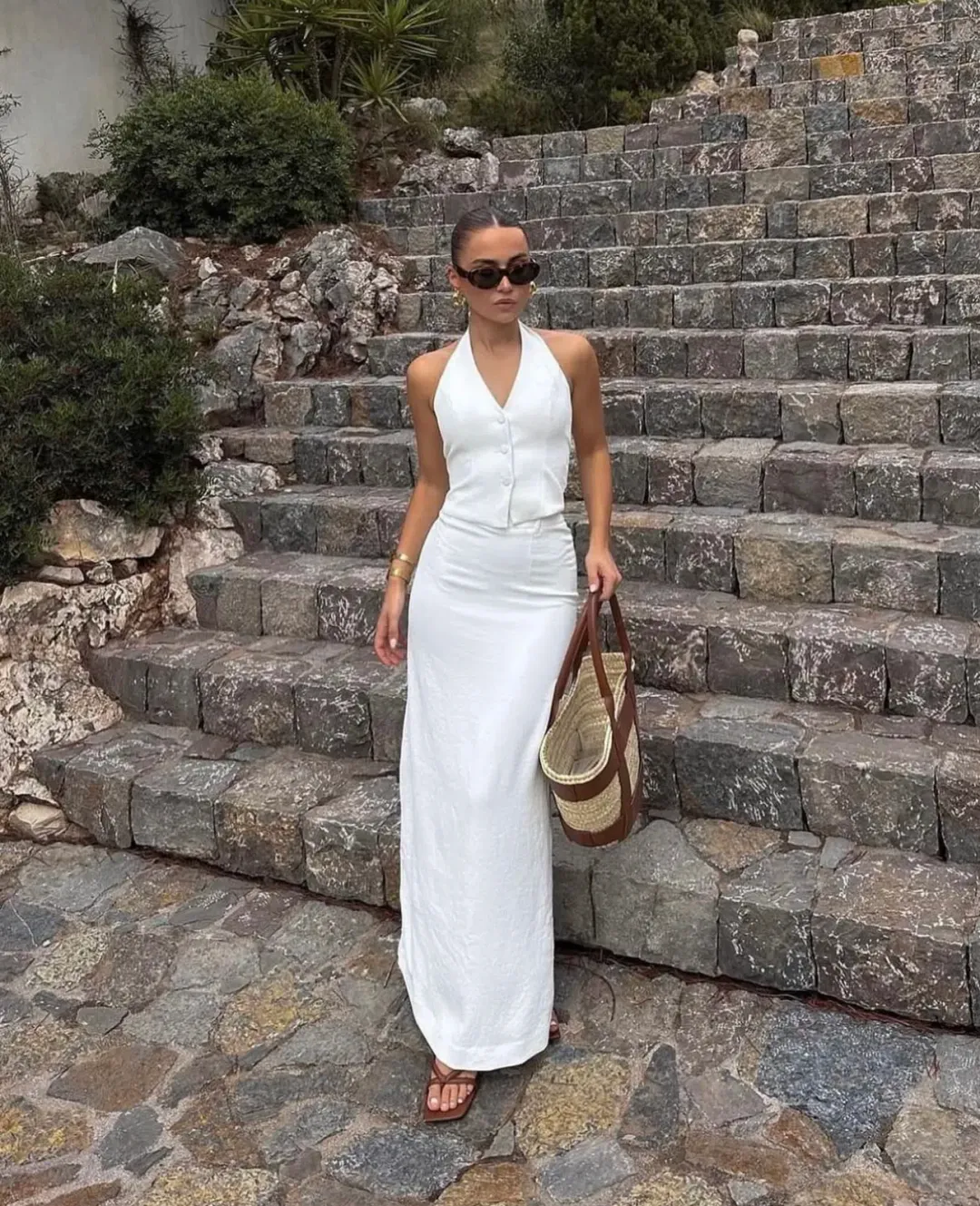 OYSTER VEST & SKIRT SET | WHITE for rent on The Volte - main image