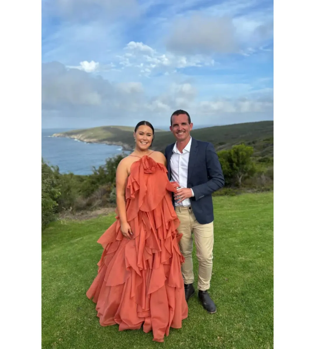 Aje Pandorea Layered Maxi Dress Coral Clay Size 6 for rent on The Volte - main image