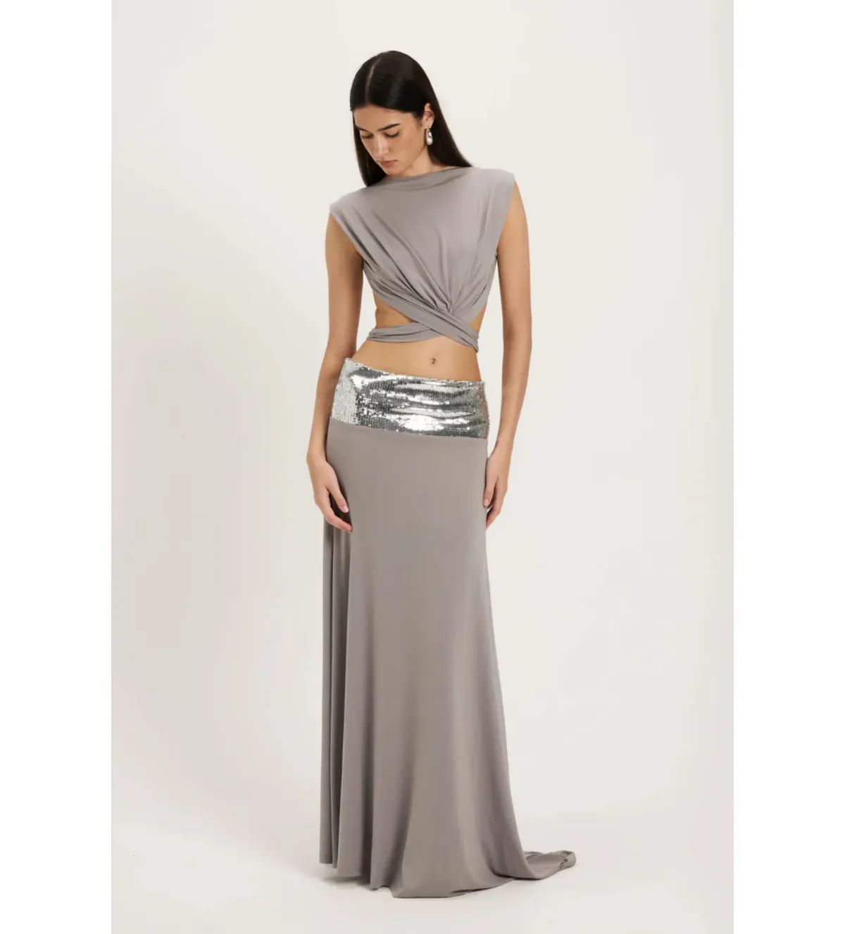 Ance Gria Lune Top and Skirt Set in Grey Size AU6 for rent on The Volte - main image