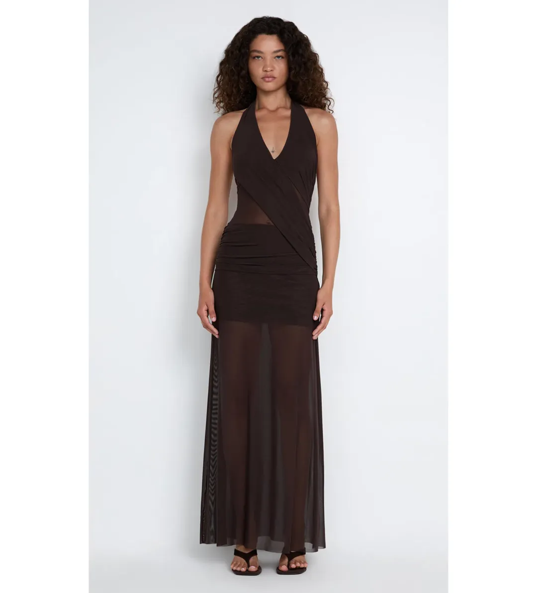 Bec & Bridge Deija Halter Maxi Dress Dark Chocolate Size 8 for rent on The Volte - main image