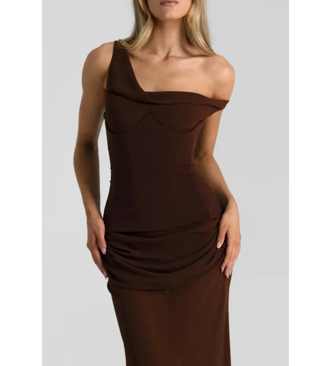 Natalie Rolt Cadence Gown in Espresso Size AU10 for rent on The Volte - main image