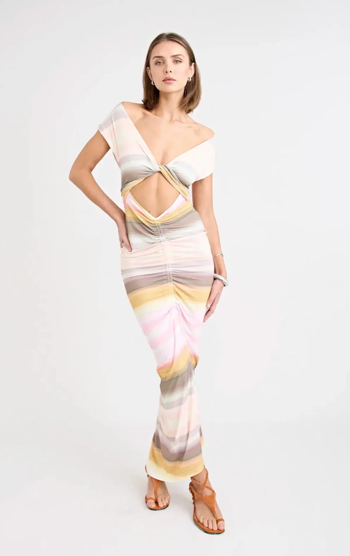 Elara Dress Peach - Pfeiffer - XS for rent on The Volte - main image