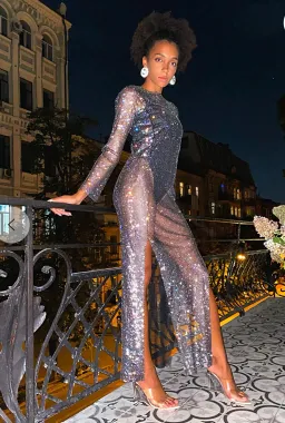 SANTA Brands Black diamonds maxi dress for rent on The Volte - image 2