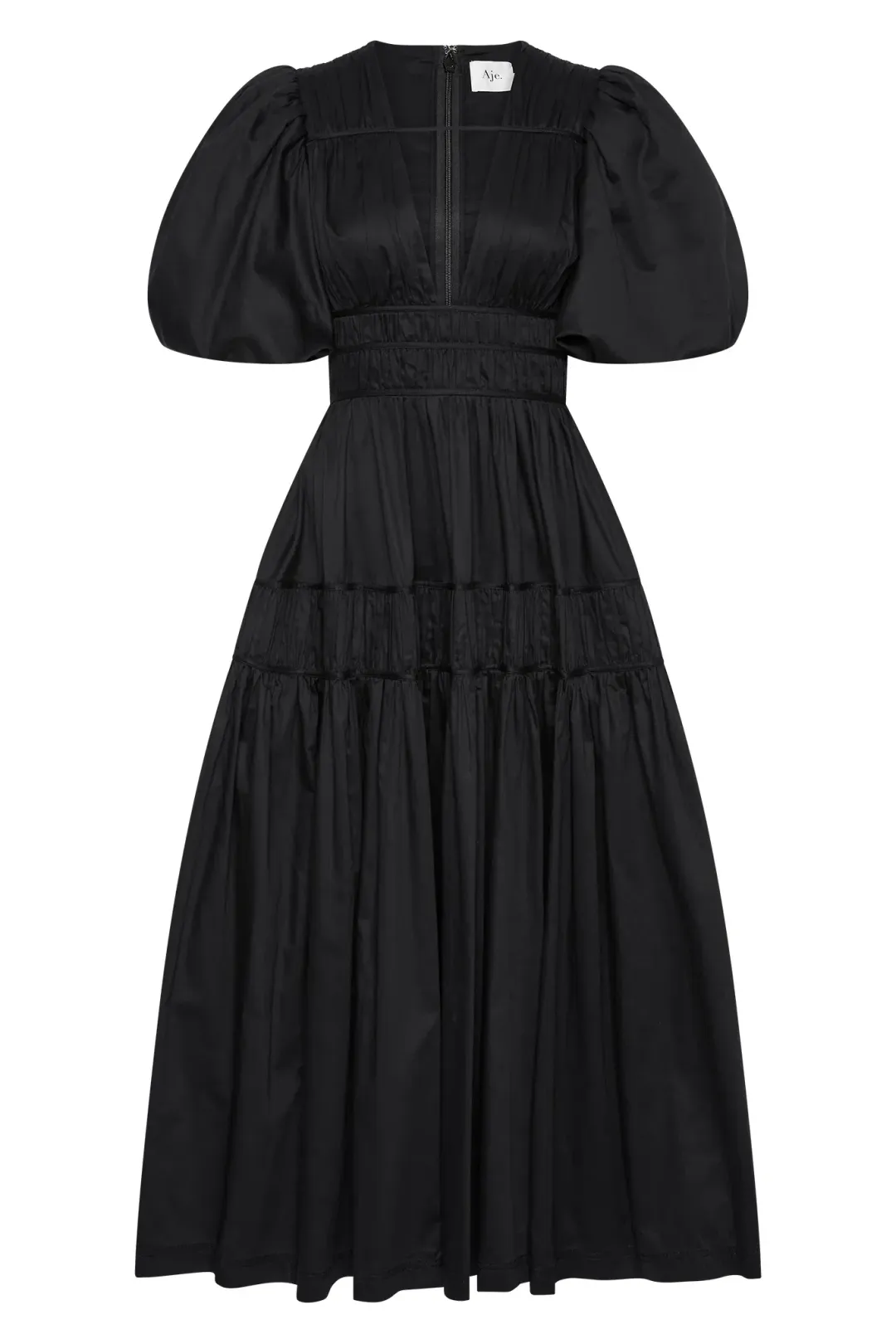 Aje Fallingwater Midi Dress Black Size 8  for rent on The Volte - main image