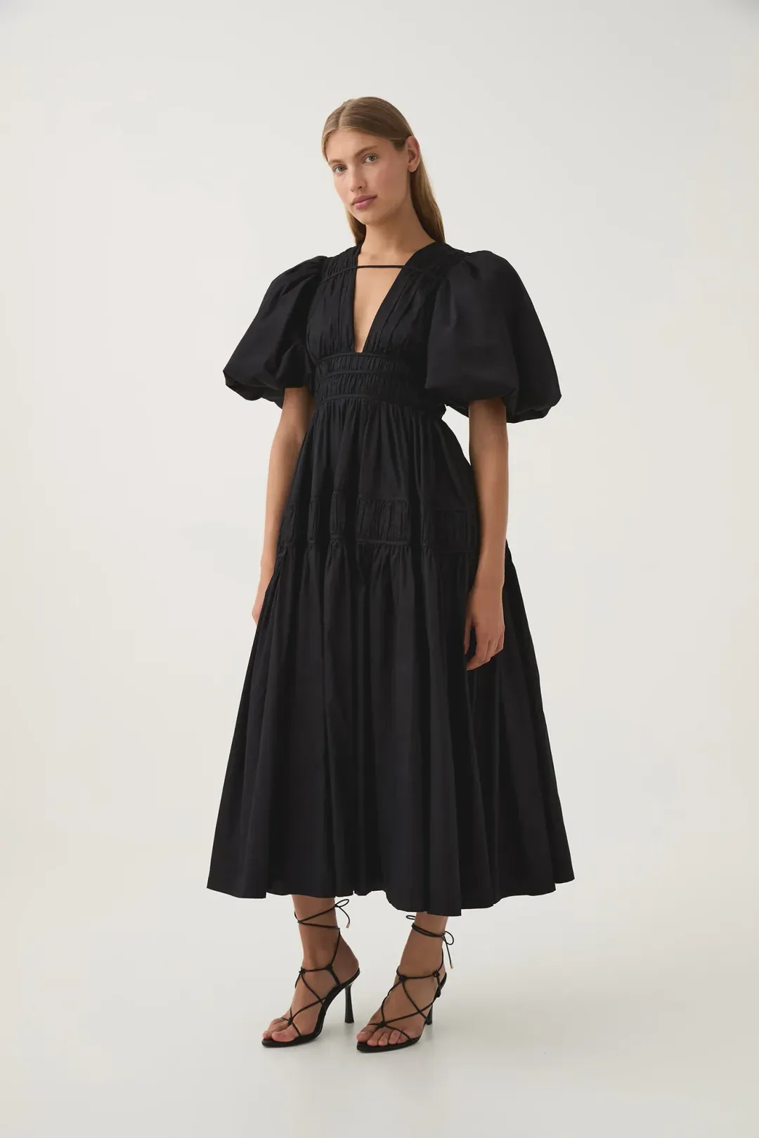 Aje Fallingwater Midi Dress Black Size 8  for rent on The Volte - main image