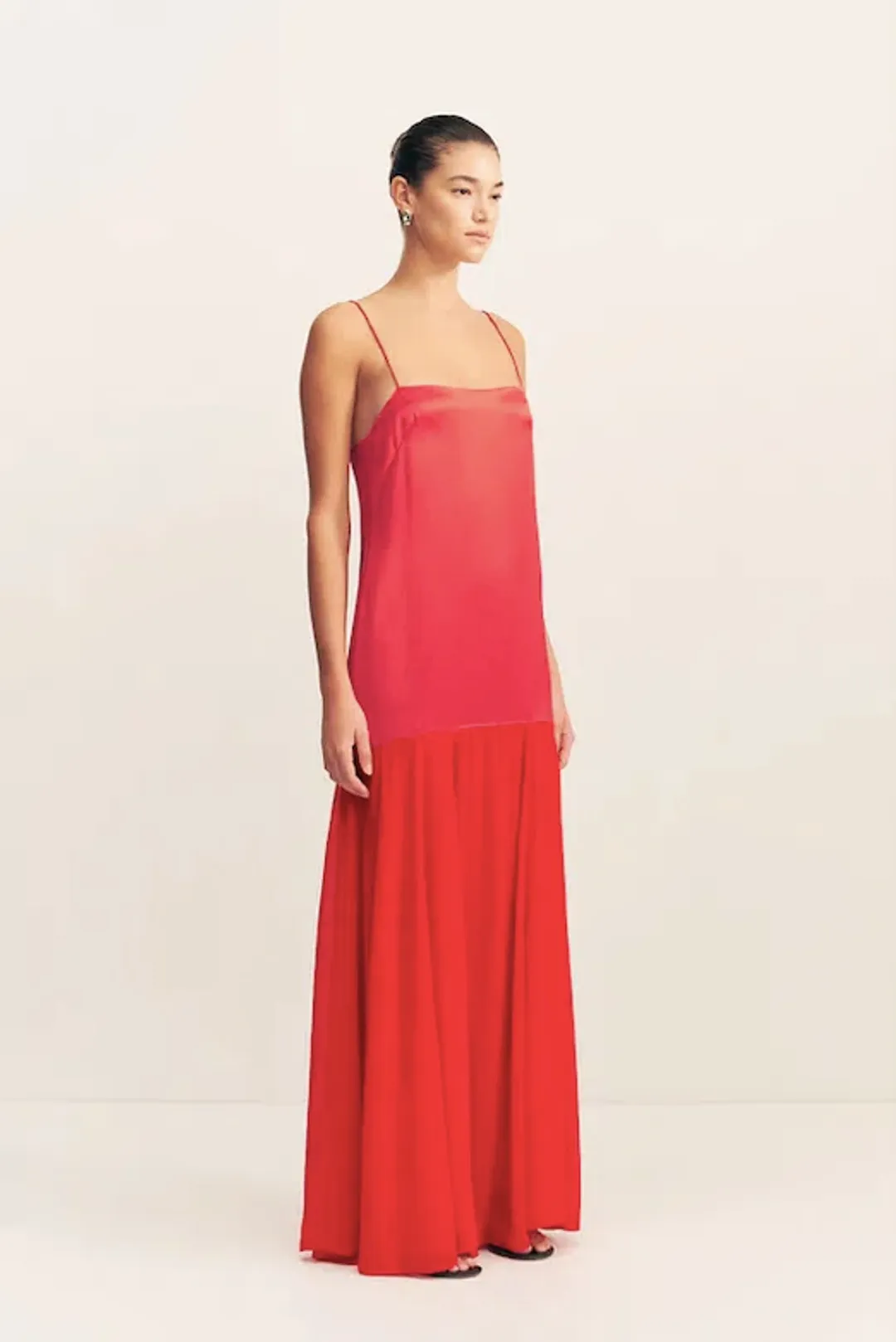 Moraya Dropped Waist Maxi Dress - Chilli - Size AU6 for rent on The Volte - main image