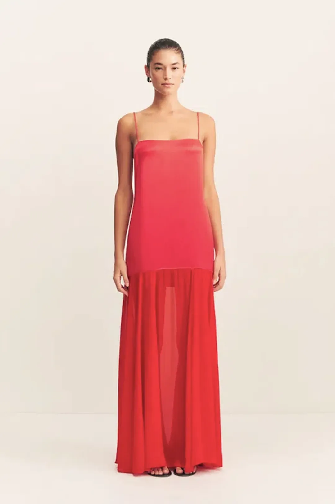 Moraya Dropped Waist Maxi Dress - Chilli - Size AU6 for rent on The Volte - main image