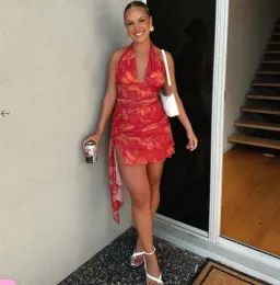 Benni Penelope Halter Mini Hibiscus Print Dress Size 8 for rent on The Volte - image 4