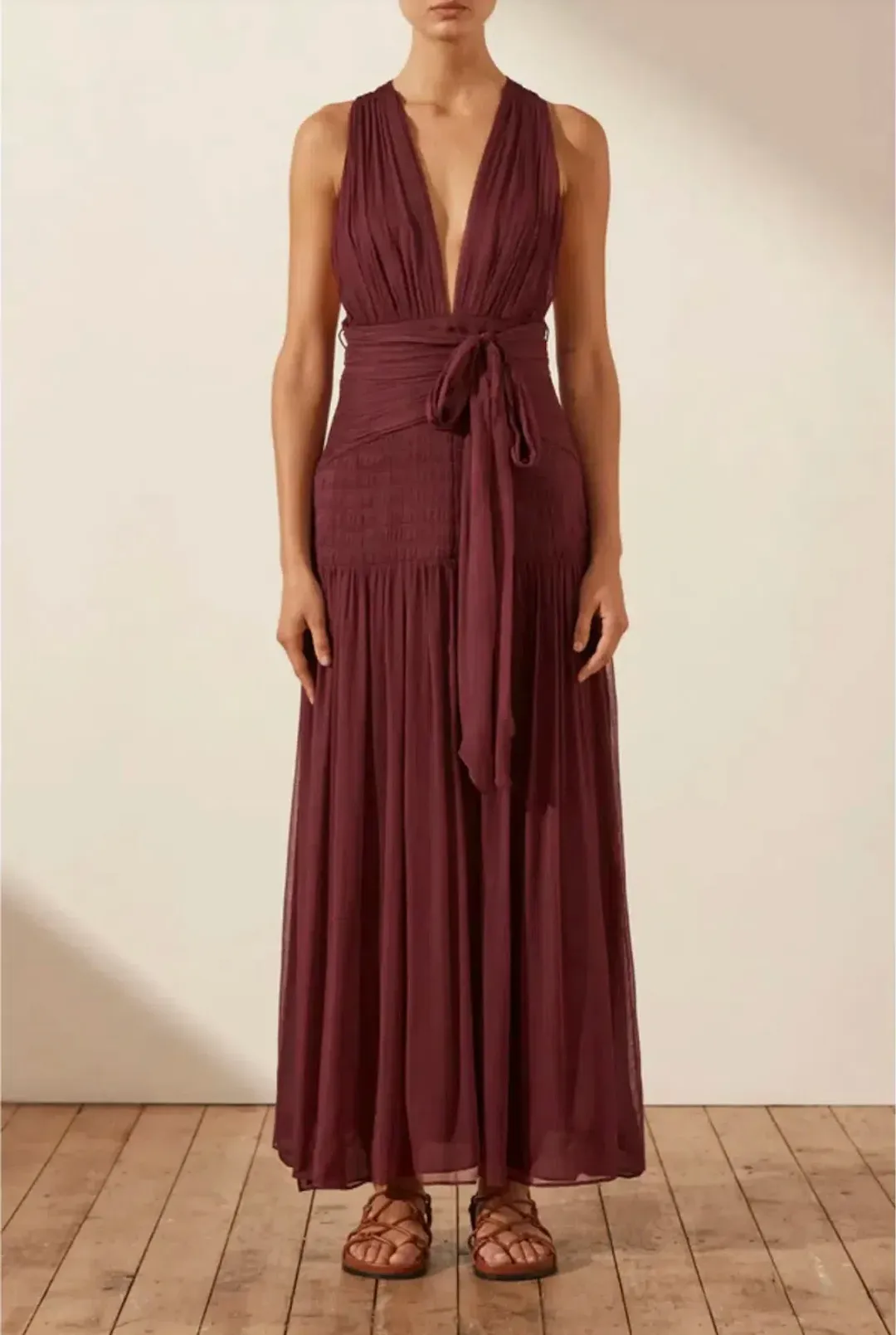Shona Joy Marquis Plunged Tie Back Midi Dress for rent on The Volte - main image