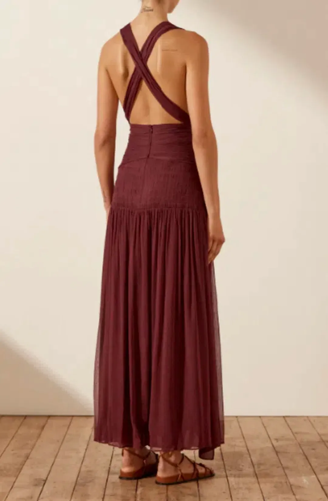 Shona Joy Marquis Plunged Tie Back Midi Dress for rent on The Volte - main image