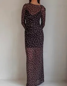 By Nicola Luca Maxi Dress in Chocolate Polka for rent on The Volte - image 1