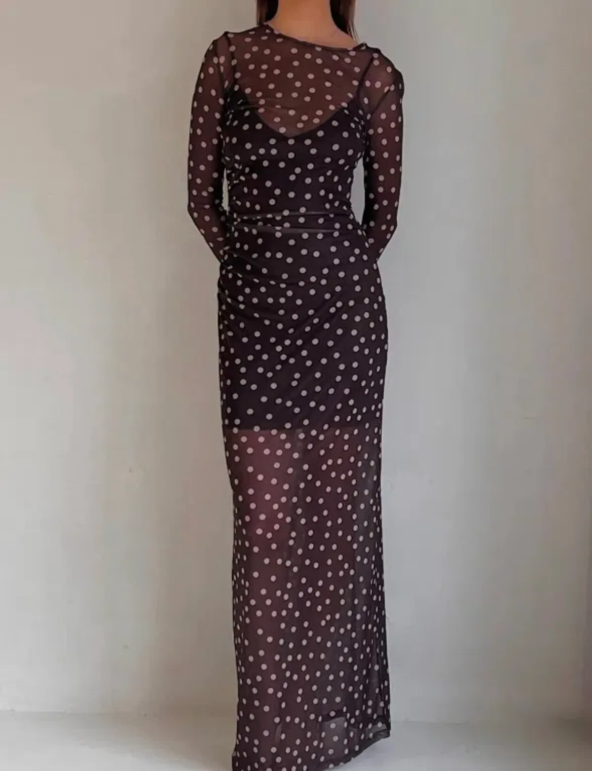 By Nicola Luca Maxi Dress in Chocolate Polka for rent on The Volte - main image