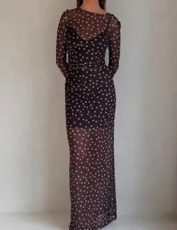 By Nicola Luca Maxi Dress in Chocolate Polka for rent on The Volte - image 1