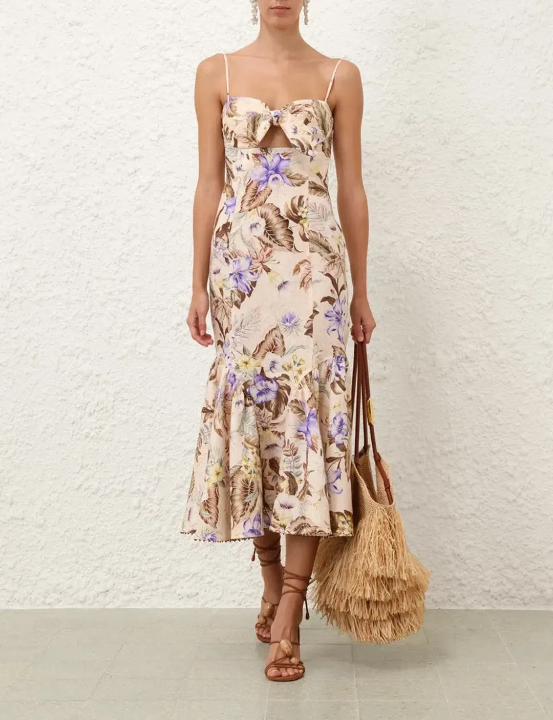 Zimmermann Coco Tie Front Midi Dress | size 1 (AU 10) for rent on The Volte - main image