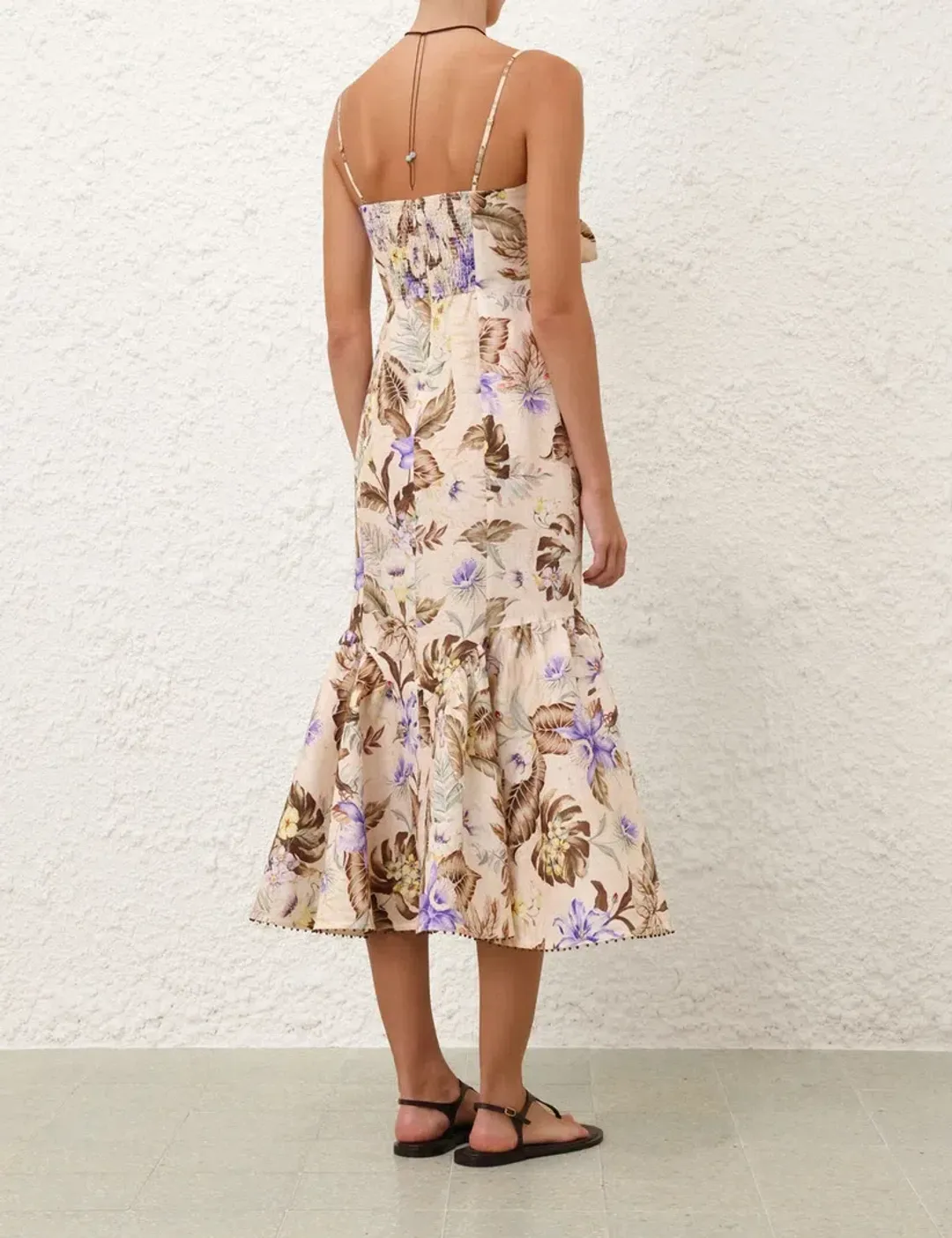Zimmermann Coco Tie Front Midi Dress | Size 2 (AU 12) for rent on The Volte - main image