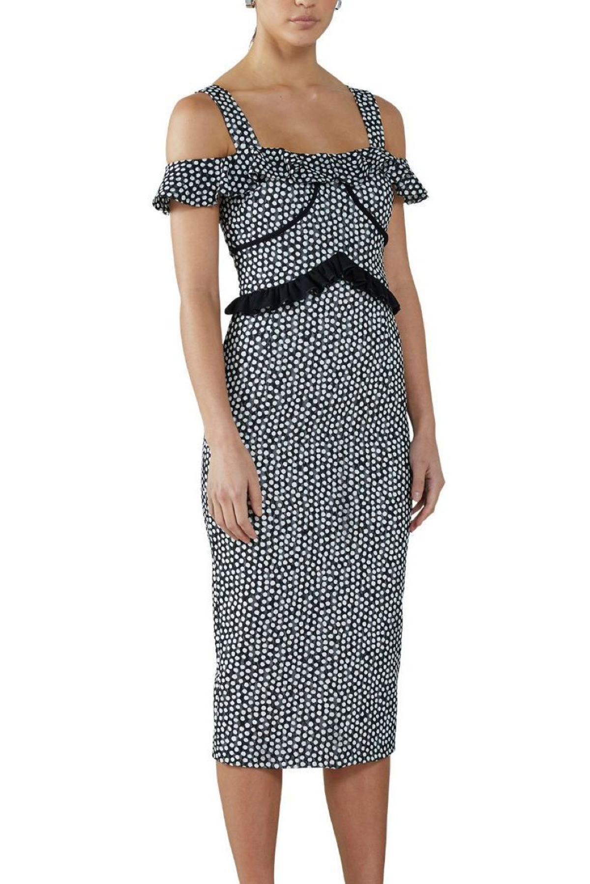 By Johnny Amaya Tiered Midi Dress Print Size 8 for rent on The Volte - main image