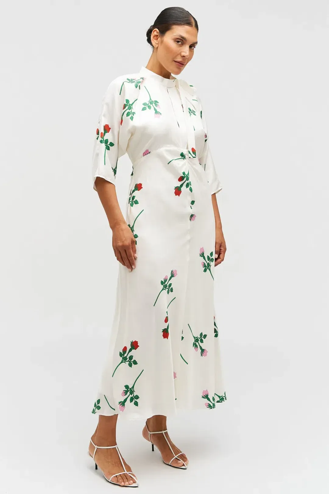 Oroton Rosebud Tie Neck Silk Dress Size 12 for rent on The Volte - main image