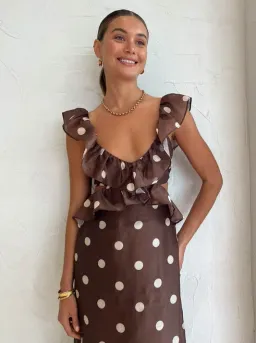 Sir Vivi Frill Maxi Dress in Marlon Polka Dot Size 1 / AU 8 for rent on The Volte - image 2