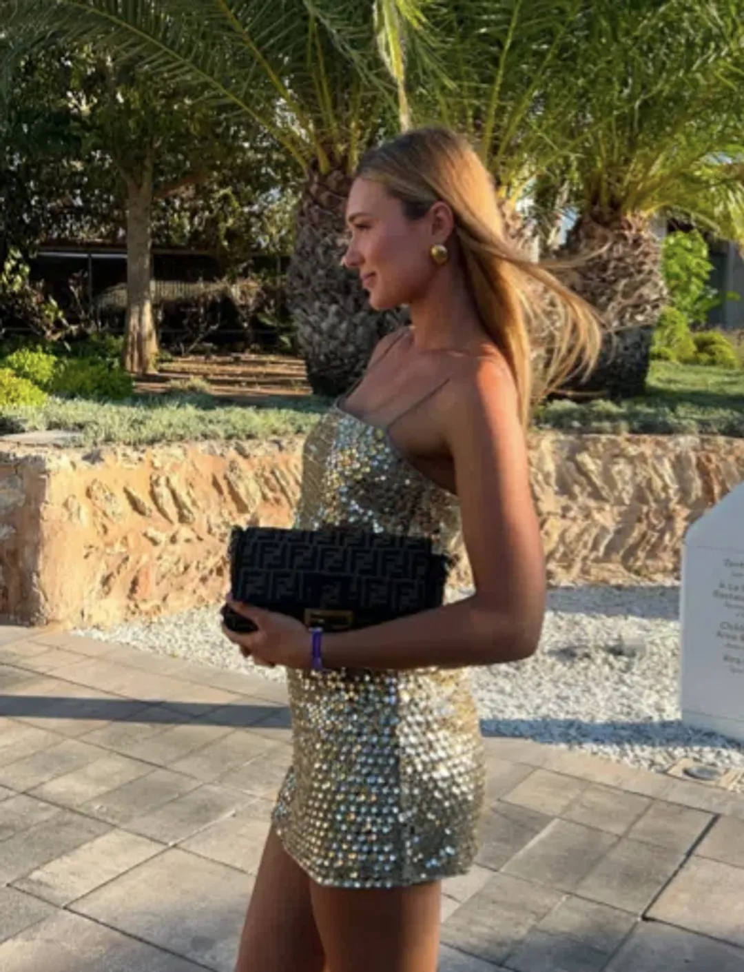 Shona Joy Bria Mini Dress in Gold for rent on The Volte - main image